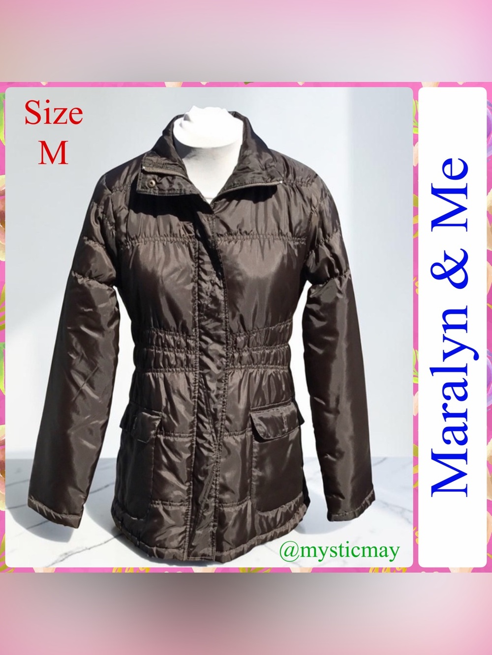 MACY'S Maralyn & Me Dark BROWN PUFFER JACKET Winter Coat Size M